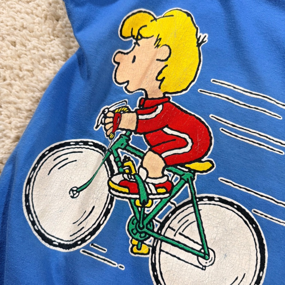 Vintage Peanuts Charlie Brown Snoopy Bicycle Romper 18 M Made in USA 90s Rare - Picture 7 of 13